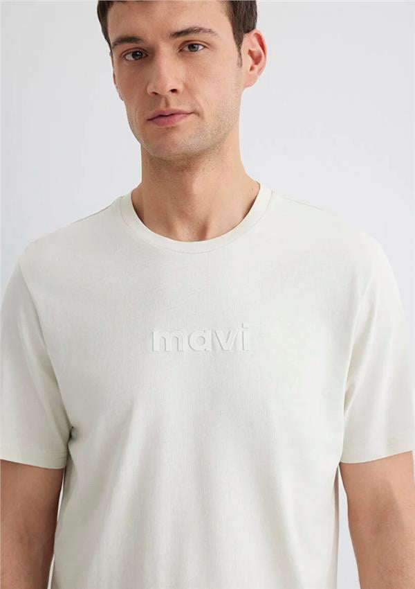 Mavı M0612732-70142 Sıslı Grı Erkek Regular Mavı Logo Baskılı T-Shırt