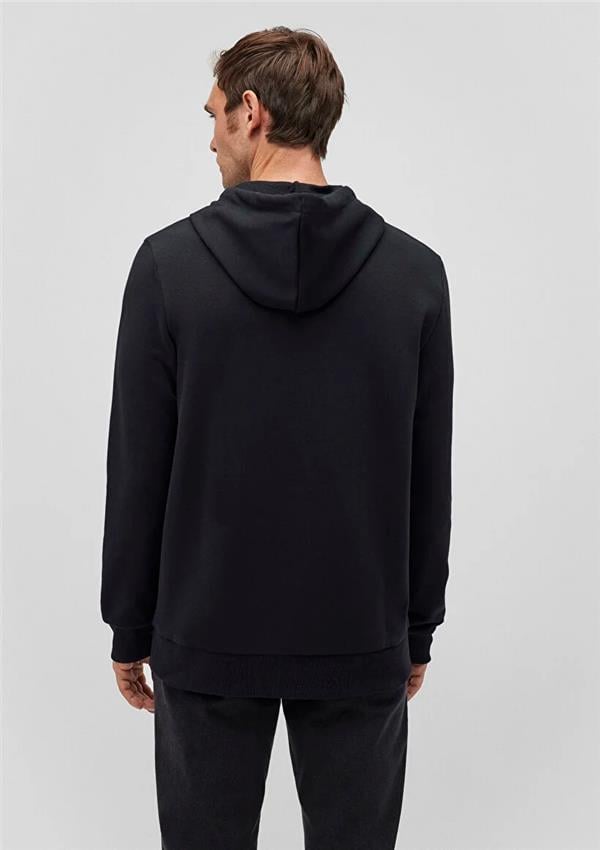 Mavi M065606-900 Siyah Erkek Regular Mavi Logo Baskılı Kapuşonlu Sweatshirt