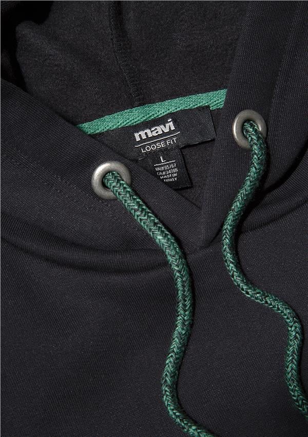 Mavi M065809-900 Siyah Erkek Fermuarlı Kapuşonlu Basic Sweatshirt