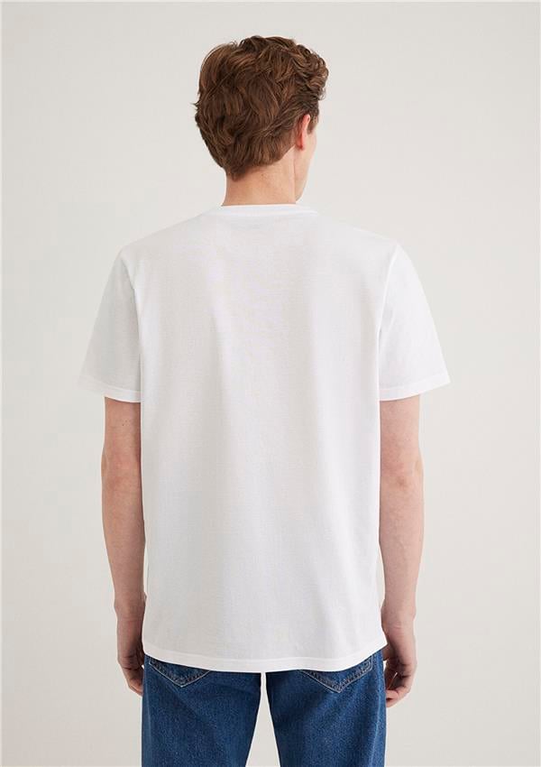 Mavi M066841-620 Beyaz Erkek Mavi Baskılı T-Shirt