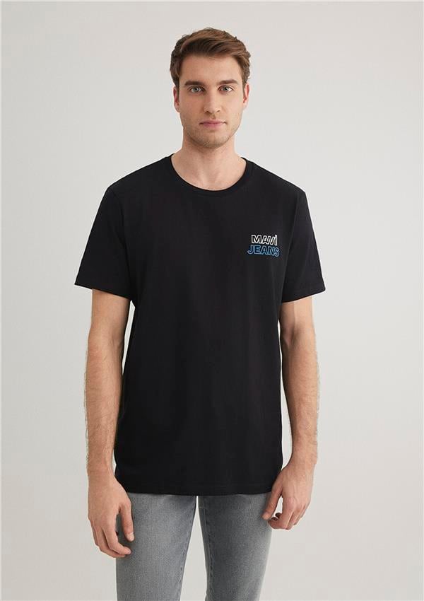 Mavi M066841-900 Siyah Erkek Mavi Baskılı T-Shirt