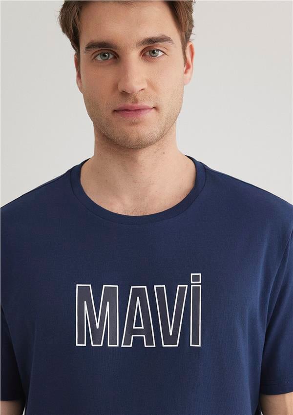 Mavi M066842-70758 Derin Lacivert Erkek Regular Mavi Logo T-Shirt