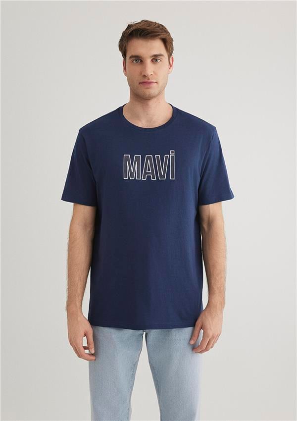 Mavi M066842-70758 Derin Lacivert Erkek Regular Mavi Logo T-Shirt