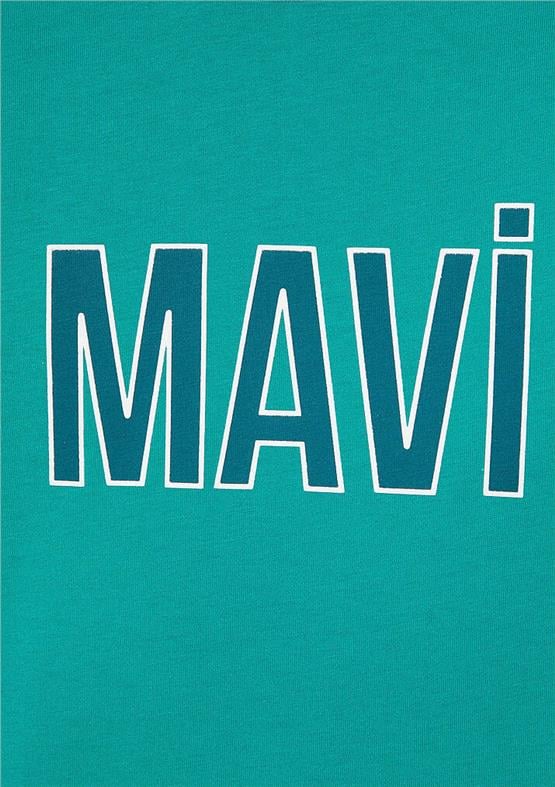Mavi M066842-71825 Turkuaz Mavisi Erkek Mavi Logo T-Shirt Logo T-Shirt