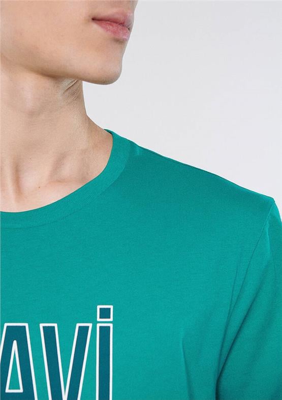 Mavi M066842-71825 Turkuaz Mavisi Erkek Mavi Logo T-Shirt Logo T-Shirt