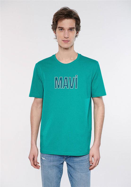 Mavi M066842-71825 Turkuaz Mavisi Erkek Mavi Logo T-Shirt Logo T-Shirt