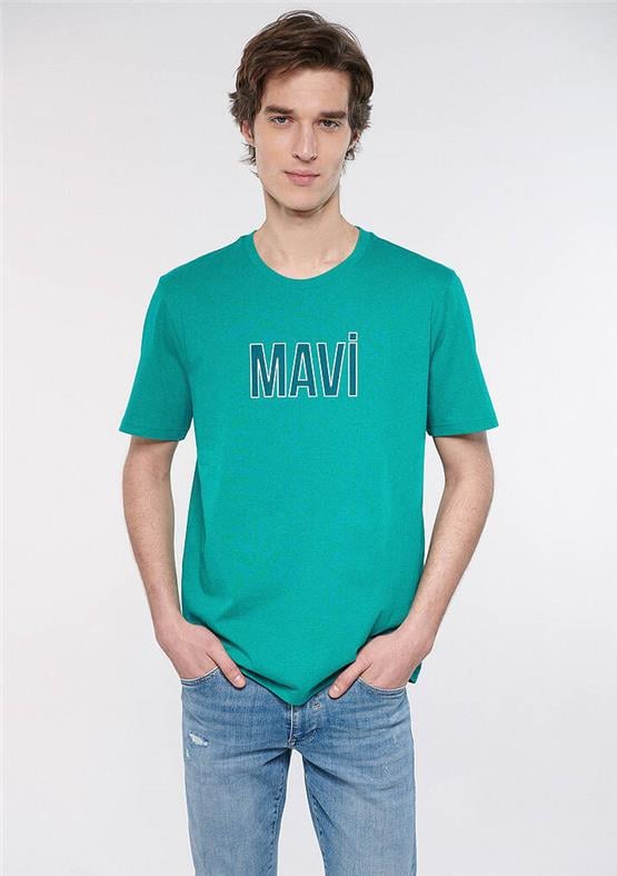 Mavi M066842-71825 Turkuaz Mavisi Erkek Mavi Logo T-Shirt Logo T-Shirt