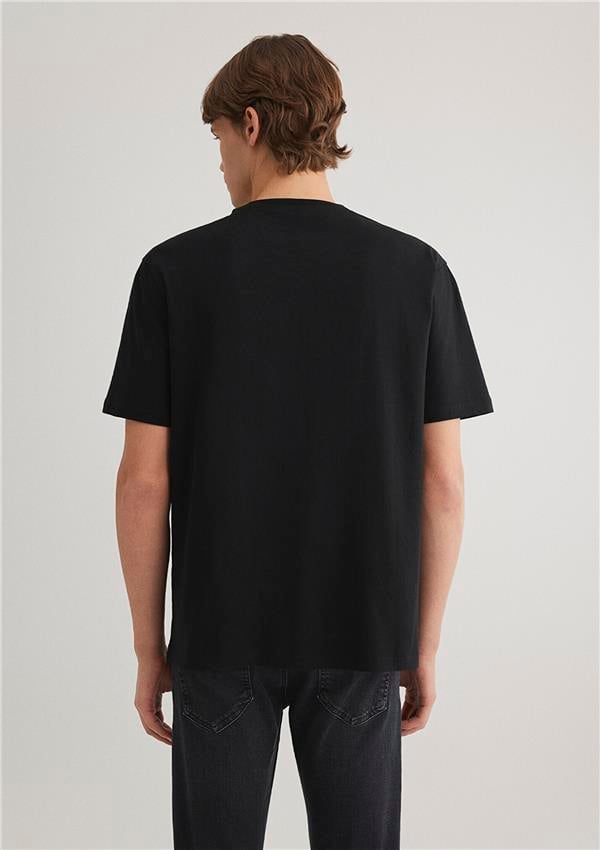 Mavi M067034-900 Siyah Erkek Loose Logo Baskılı T-Shirt