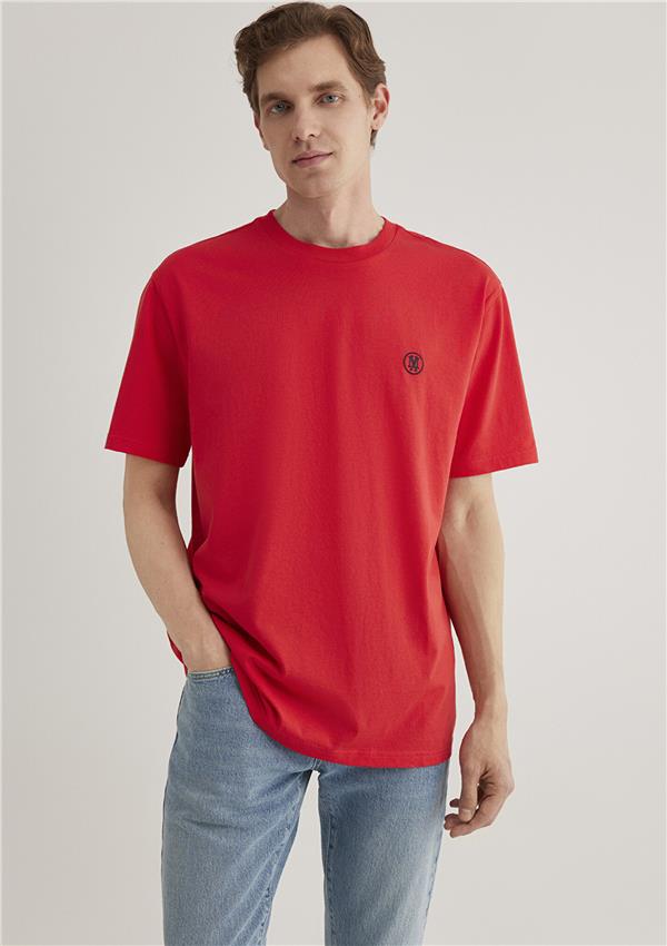 Mavi M067074-70471 Kırmızı Erkek Logo Nakışlı T-Shirt