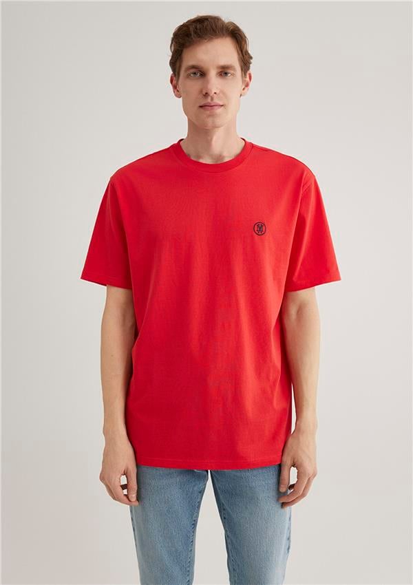 Mavi M067074-70471 Kırmızı Erkek Logo Nakışlı T-Shirt