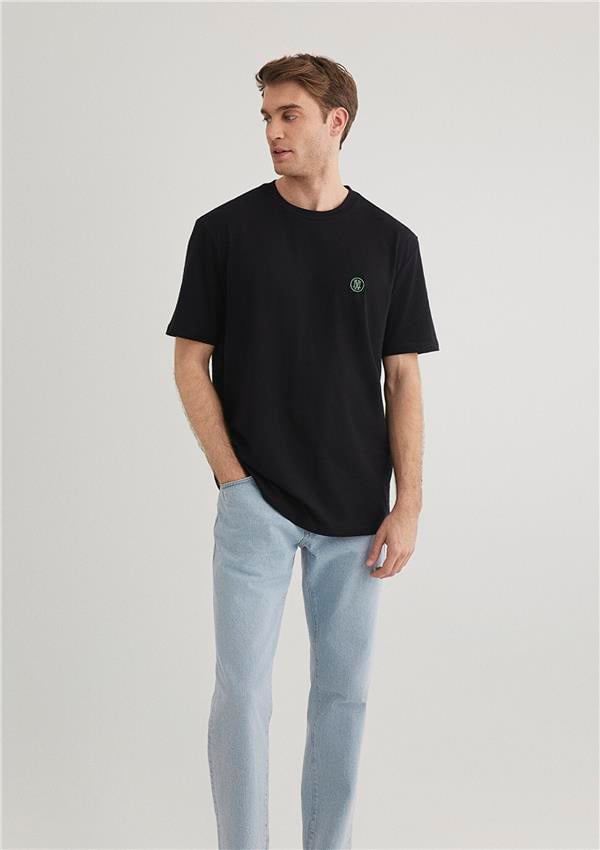 Mavi M067074-900 Siyah Erkek Logo Nakışlı T-Shirt