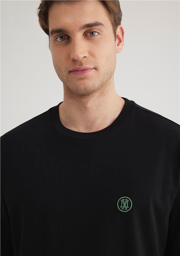 Mavi M067074-900 Siyah Erkek Logo Nakışlı T-Shirt