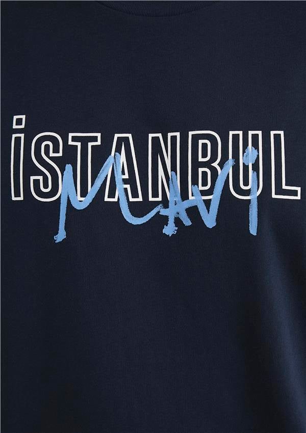 Mavi M067114-34319 Gece Lacivert Erkek İstanbul Baskılı T-Shirt
