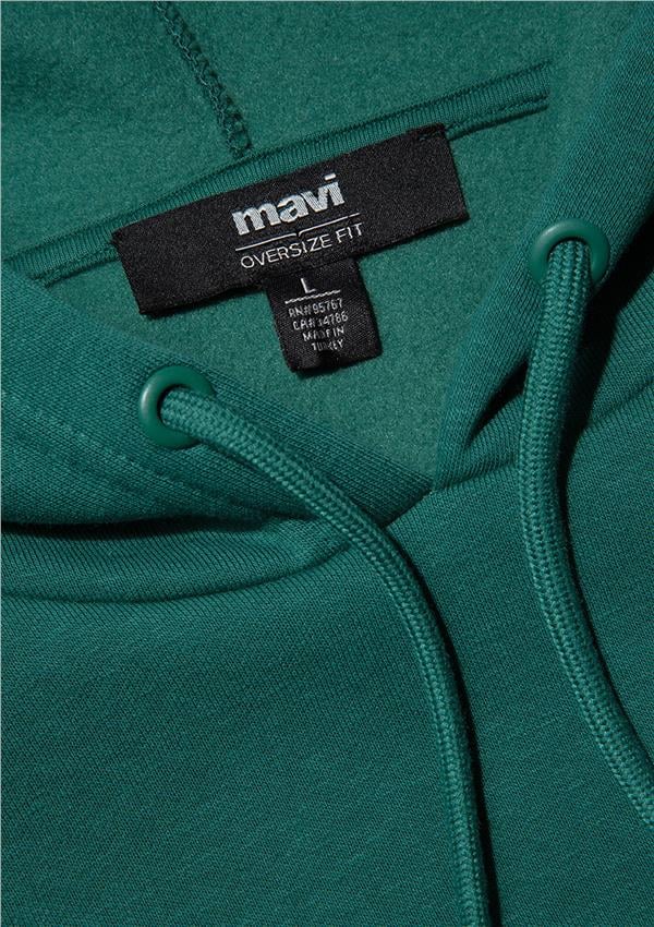 Mavi M067149-71874 Zümrüt Yeşil Erkek Oversize Kapuşonlu Logo Sweatshirt