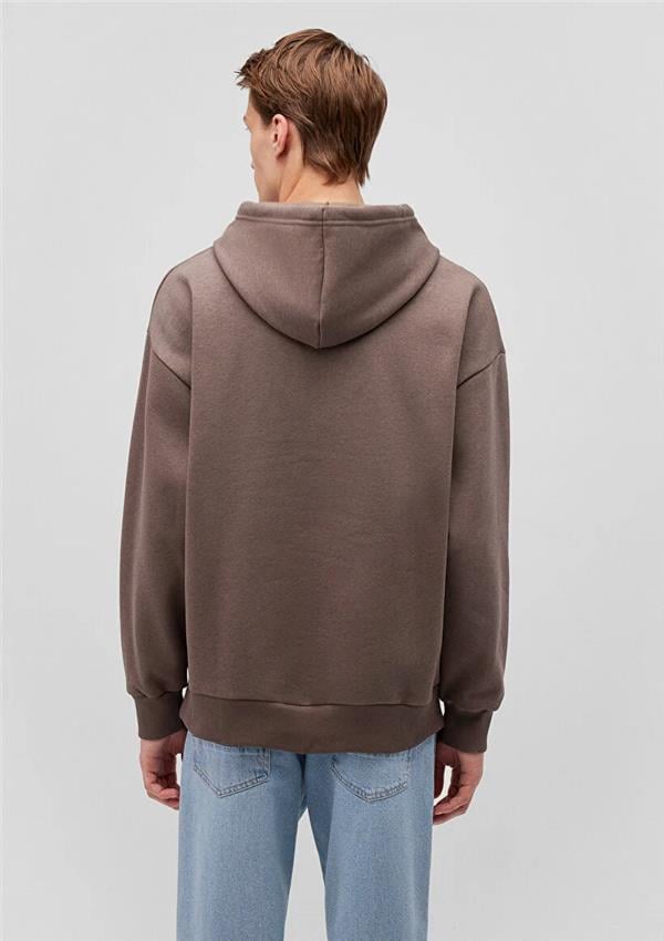 Mavı M067149-87875 Falcon Erkek Oversıze Kapusonlu Mavı Logo Baskılı Sweatshırt