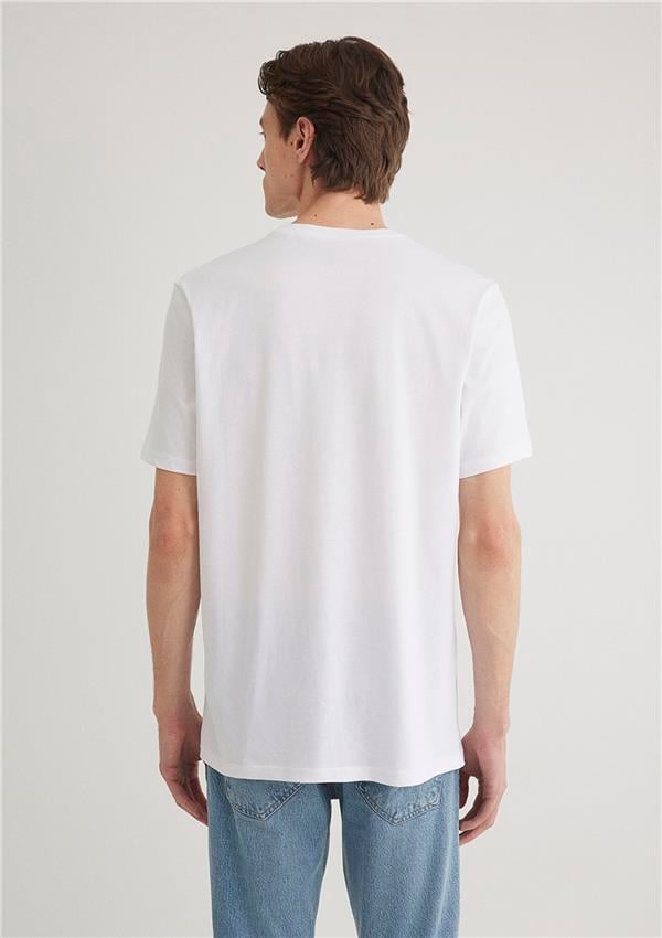 Mavi M067153-620 Beyaz Erkek Regular Mıav Baskılı T-Shirt