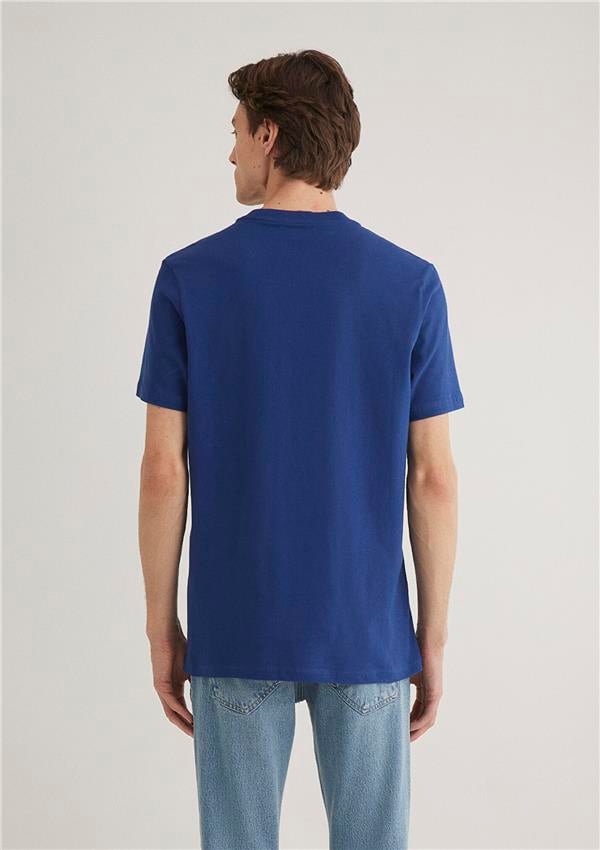 Mavi M067153-70722 Koyu Saks Mavi Erkek Regular Miav Baskılı T-Shirt