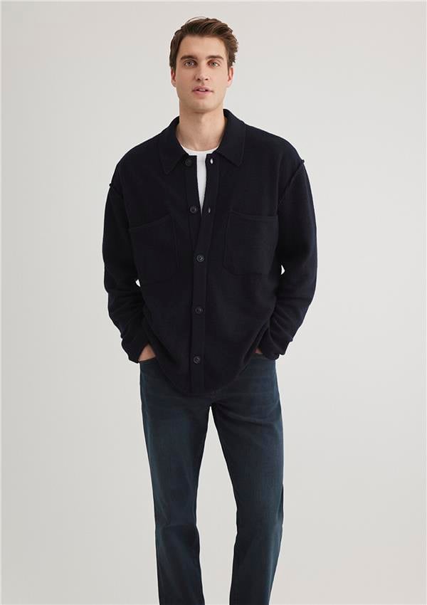Mavı M0710267-70490 Gece Lacıvert Erkek Loose Dugmelı Sweatshırt