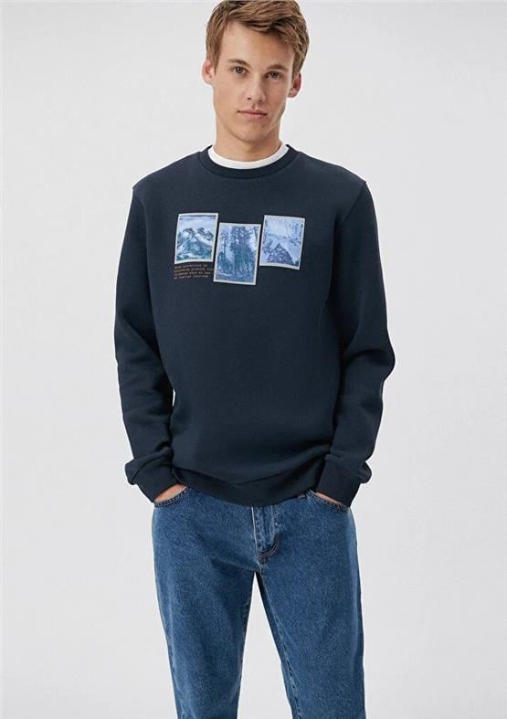 Mavi M0S10008-70492 Lacivert Erkek Bisiklet Yaka Sweatshirt