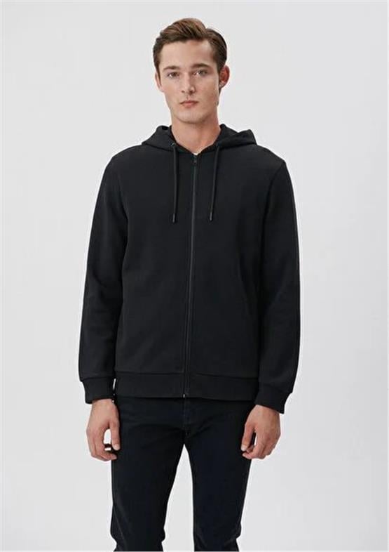 Mavi M0S10013-900 Siyah Erkek Fermuarlı Kapusonlu Sweatshirt