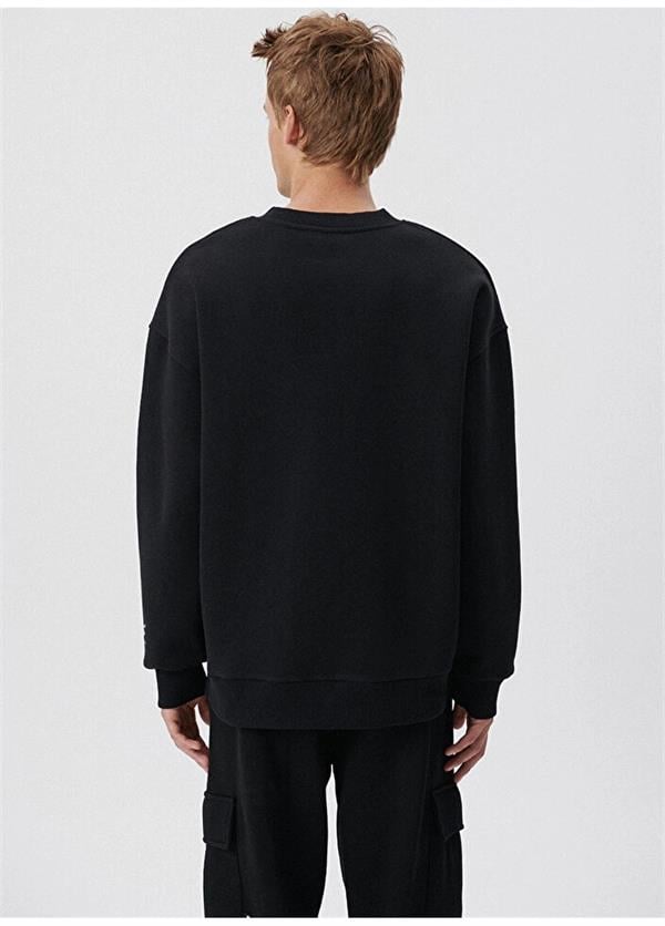 Mavi M0S10042-900 Siyah Erkek Baskılı Bisiklet Yaka Sweatshirt