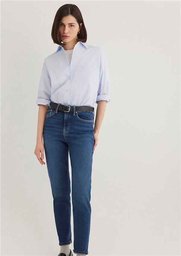 Mavi M100277-33687 Koyu Gold Shape Kadın Mom Cındy Denim Pantolon
