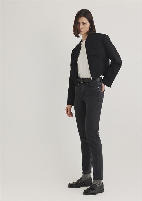 Mavi M100277-35250 Mid Smoke Denim Kadın Mom Cındy Denim Pantolon