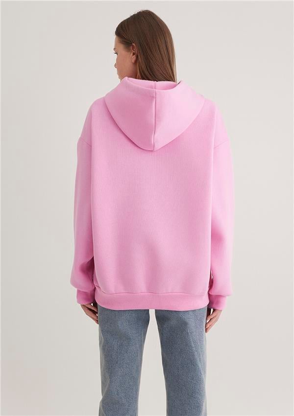 Mavi M1600361-71038 Acık Leylak Kadın Oversıze Mavi Logo Kapusonlu Sweatshirt