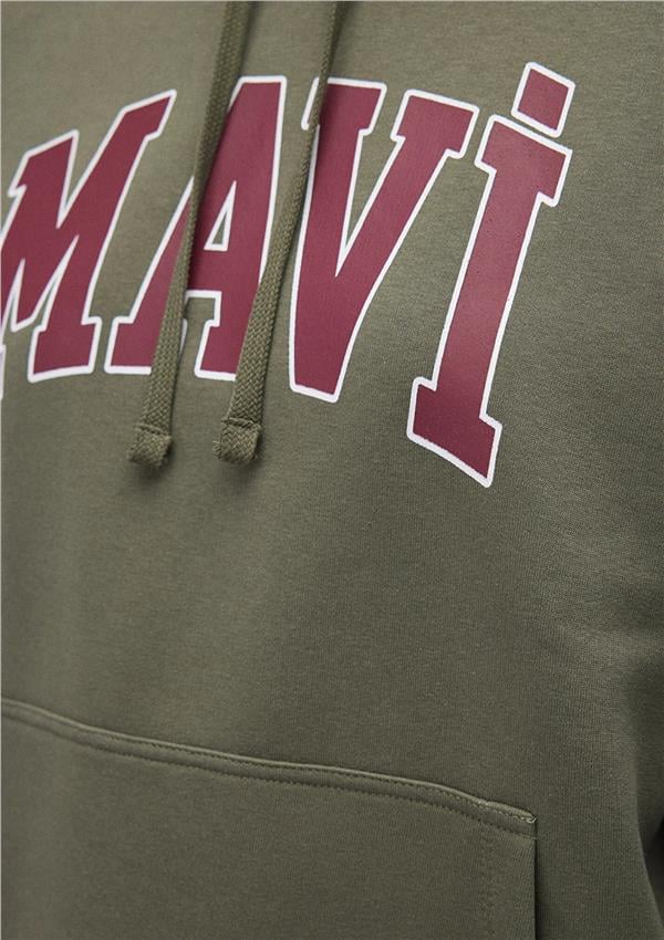 Mavi M1600361-71581 Haki Kadın Oversıze Mavi Logo Kapusonlu Sweatshirt