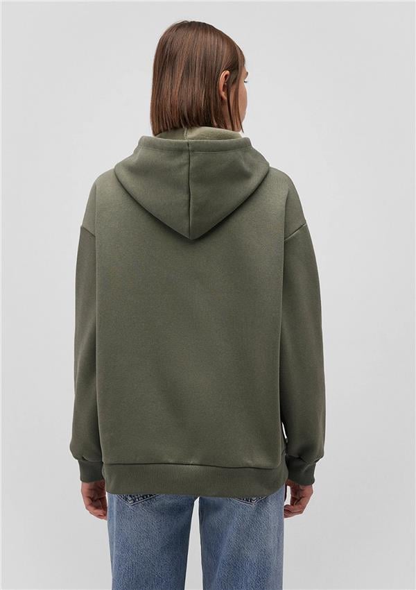 Mavi M1600361-71581 Haki Kadın Oversıze Mavi Logo Kapusonlu Sweatshirt