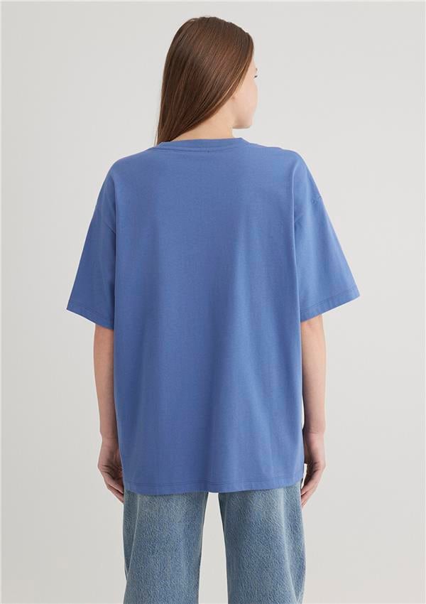 Mavi M1600843-70662 Bleached Denım Kadın Oversıze Mavi Baskılı T-shirt