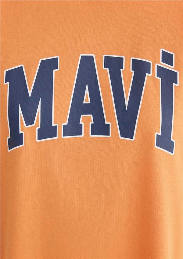 Mavı M1600843-71407 Mock Orange Kadın Oversıze Mavı Baskılı T-Shırt