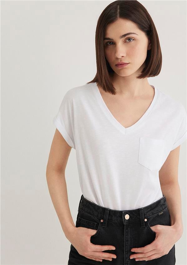 Mavi M1600961-620 Beyaz Kadın T-Shirt