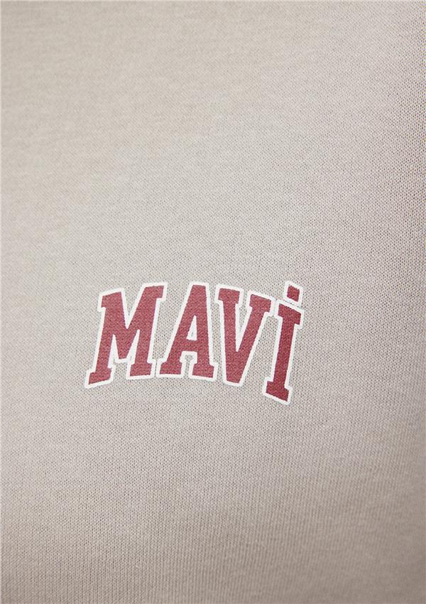 Mavi M1611600-70112 CakmakTaşı Gri Kadın Oversıze Bısıklet Yaka Mavi Logo Sweatshirt