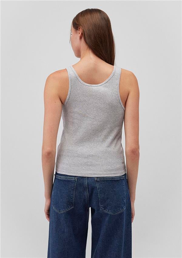 Mavi M1611899-83096 Gri Melanj Kadın Semi Slim Mavi Logo Atlet T-Shirt