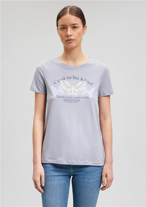 Mavi M1612386-87113 Lilac Gray Kadın Slim Kelebek Baskılı T-Shirt