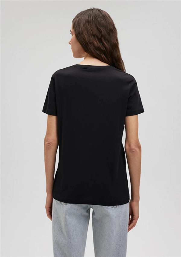 Mavi M1612396-900 Siyah Kadın Semi Slim Astrolojı Baskılı T-Shirt