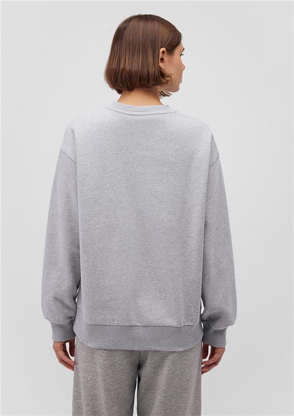 Mavi M1S10147-80196 Acık Gri Melanj Kadın Loose Bısıklet Yaka Logo Sweatshirt