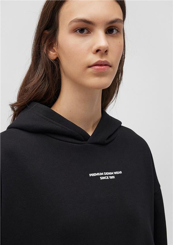Mavi M1S10149-900 Siyah Kadın Oversıze Kapusonlu Logo Sweatshirt