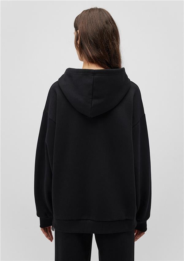 Mavi M1S10149-900 Siyah Kadın Oversıze Kapusonlu Logo Sweatshirt