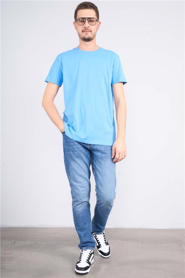 Mentality 2772 Erkek Bisiklet Yaka T-shirt Koyu Mavi