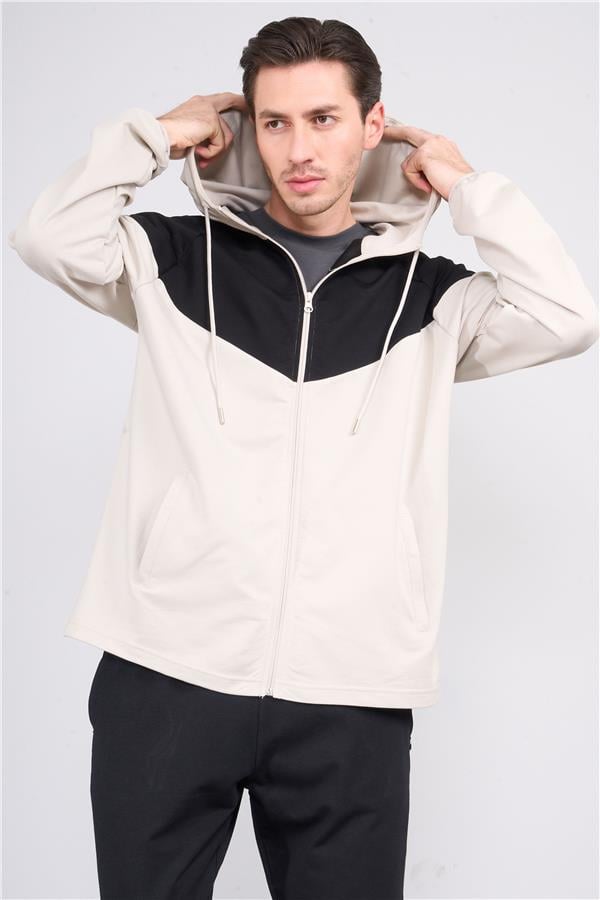 Mentality 3645 Kapüşonlu 2 İplik Sweatshirt Vizon