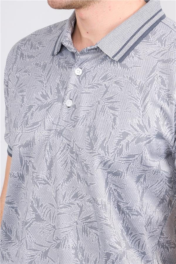 Mentality 4008 Erkek Polo Yaka Jakarlı Merserize T-shirt Gri