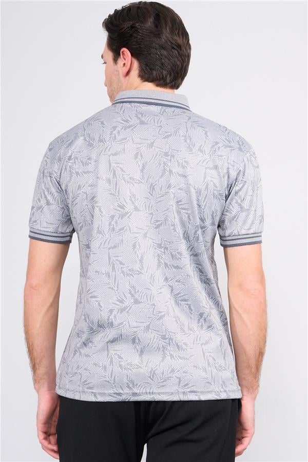 Mentality 4008 Erkek Polo Yaka Jakarlı Merserize T-shirt Gri