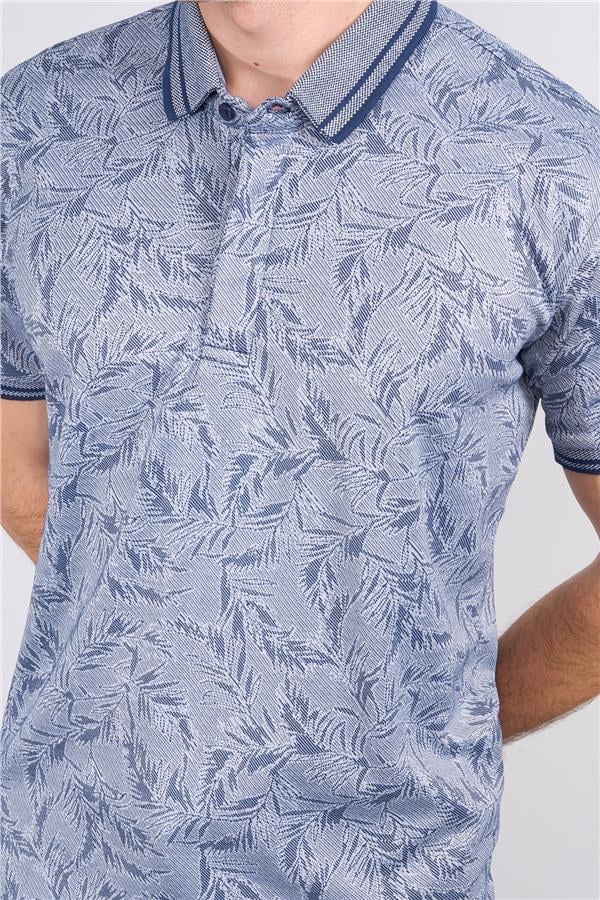 Mentality 4009 Erkek Polo Yaka Jakarlı Merserize T-shirt Lacivert