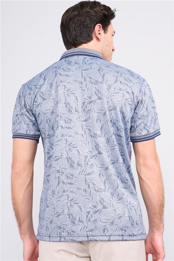 Mentality 4009 Erkek Polo Yaka Jakarlı Merserize T-shirt Lacivert