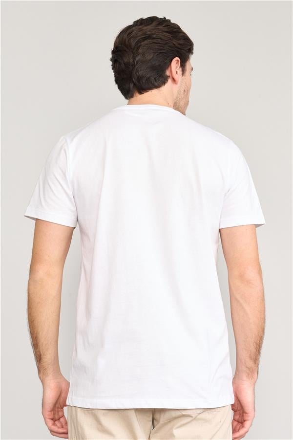 Mentality 4035 Erkek Bisiklet Yaka Baskılı Regular T-shirt Beyaz