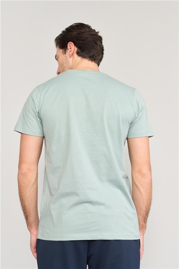 Mentality 4041 Erkek Bisiklet Yaka Baskılı Regular T-shirt Su Yeşili