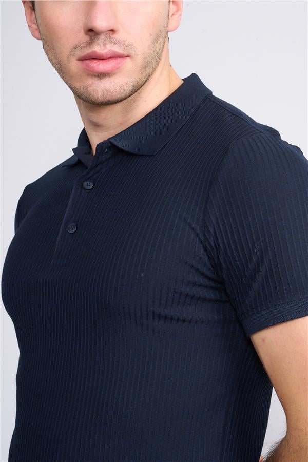 Mentality 4047 Erkek Polo Yaka Penye Pike T-shirt Lacivert