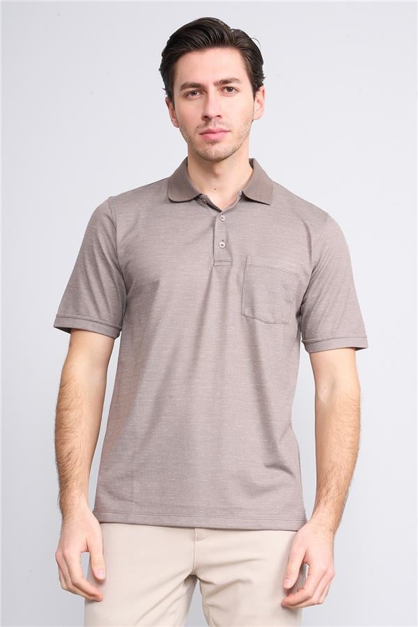 Mentality 4089 Erkek Polo Yaka Penye Pike T-shirt Vizon